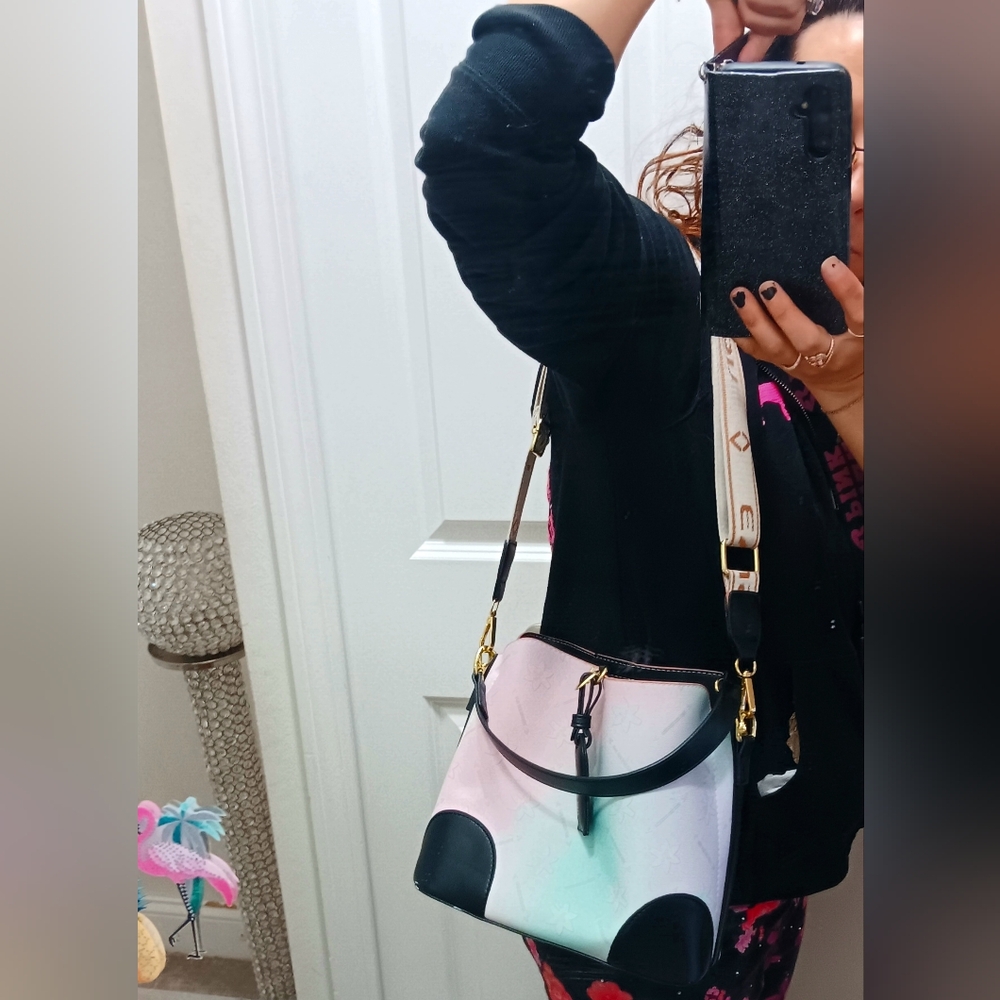 COTTON CANDY colored Light Pink, Blue Hues Bucket Women's Bag - Picture 3 of 5